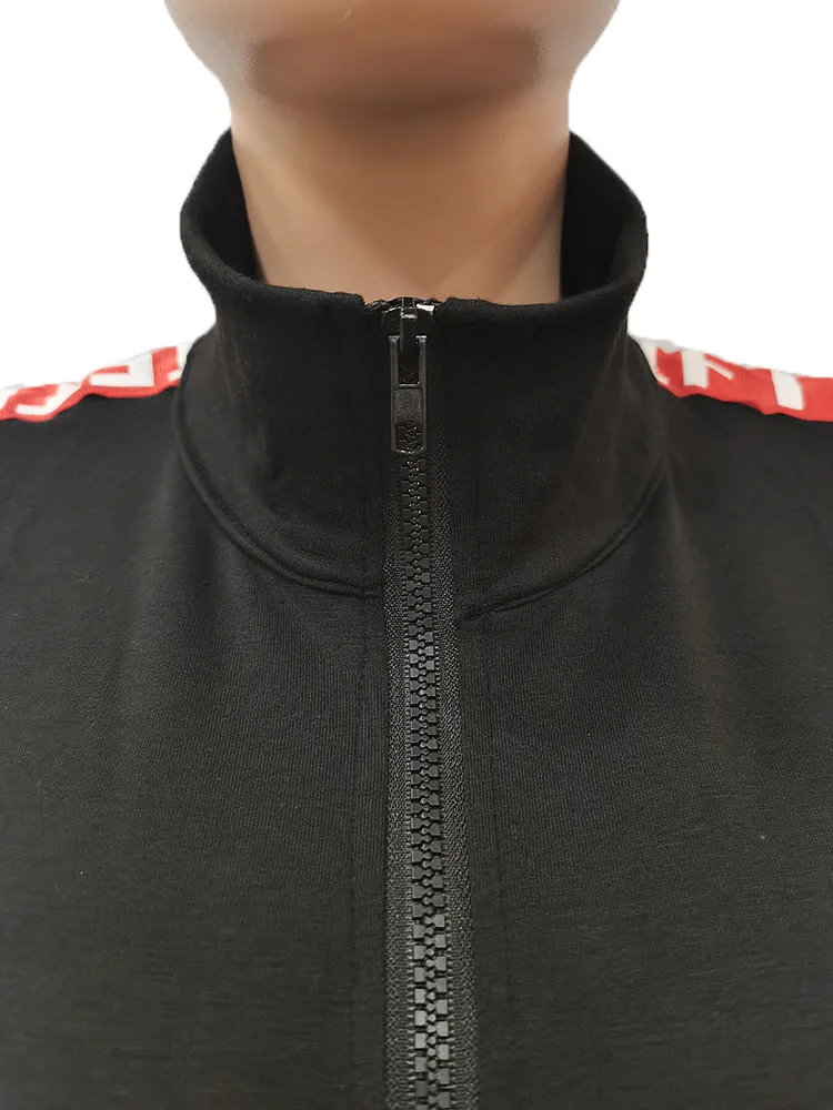 

Zoctuo Letter Patchwork Two Piece Set Long Sleeve Women'S Set Tracksuit Zipper Jacket Top Jogging Pants Set Outfit Female Suit