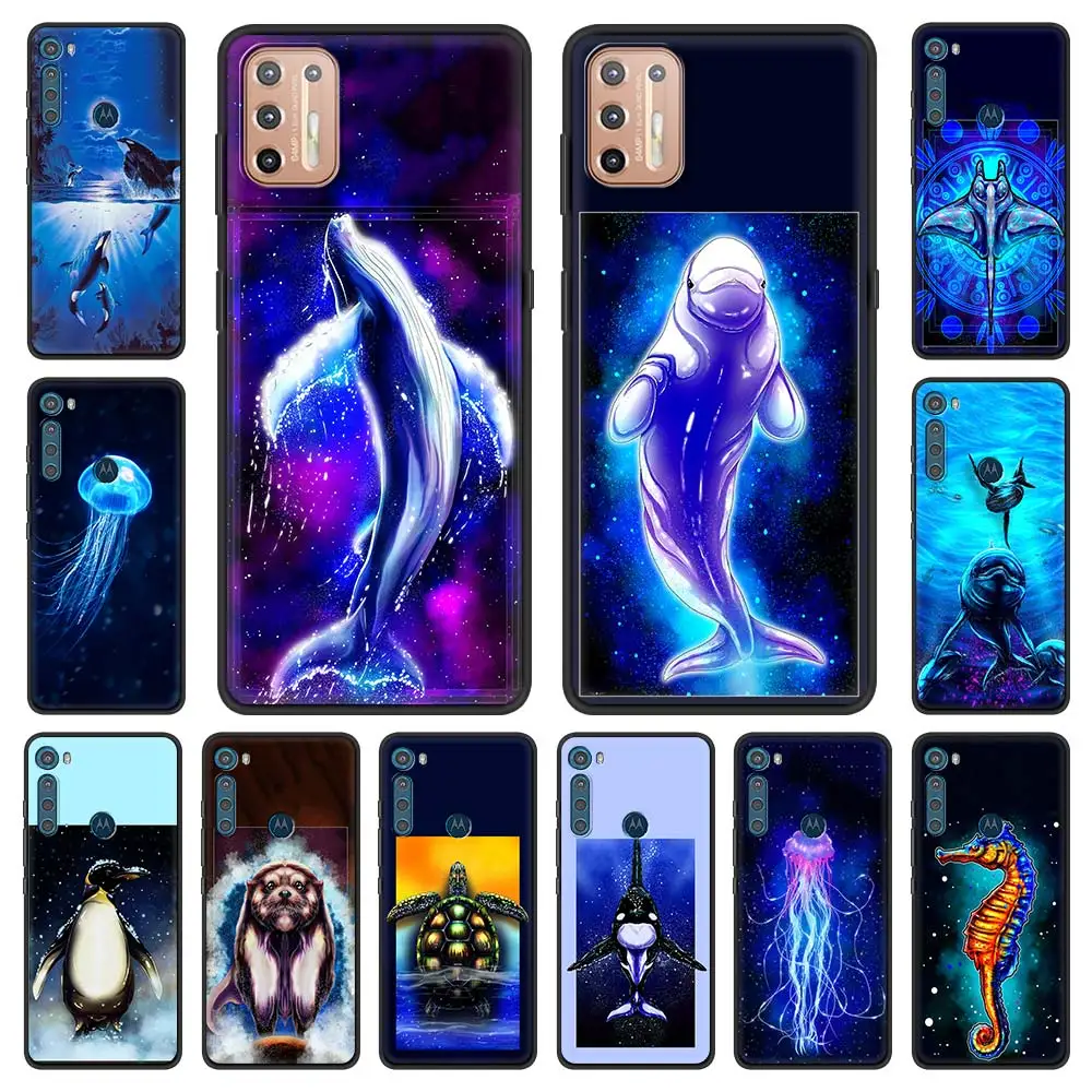 

Ocean Animal Penguin Dolphin Phone Case for Motorola Moto G9 Play One Fusion Plus G8 Power Lite Hyper E6s Edge Silicone Cover