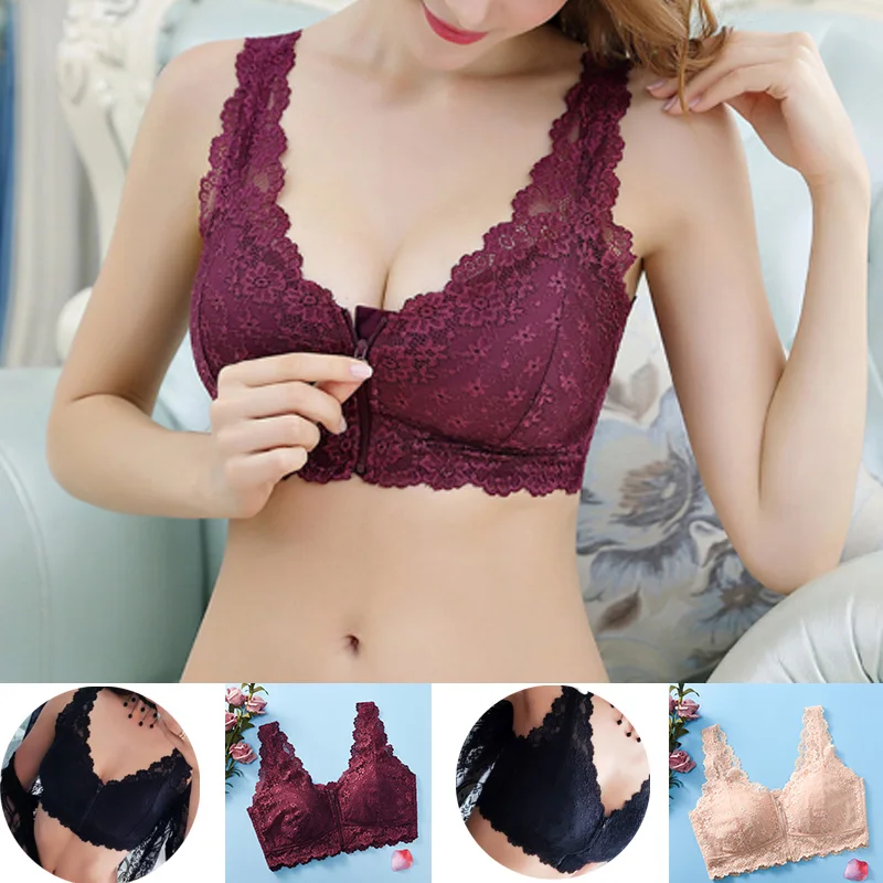 Модный мягкий сексуальный бюстгальтер размера плюс, женский эластичный удобный бюстгальтер, жилет на молнии спереди, пуш-ап бюстгальтер, по...