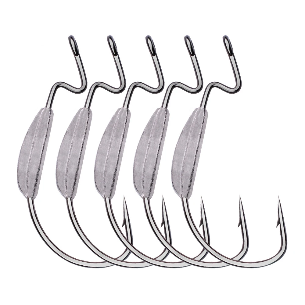 

5Pcs Lead Fishing Jig Hooks Barbed High Carbon Steel Sharp Hook Sea Carp Fishing Accessories For Soft Worm Fish Tackle Tools