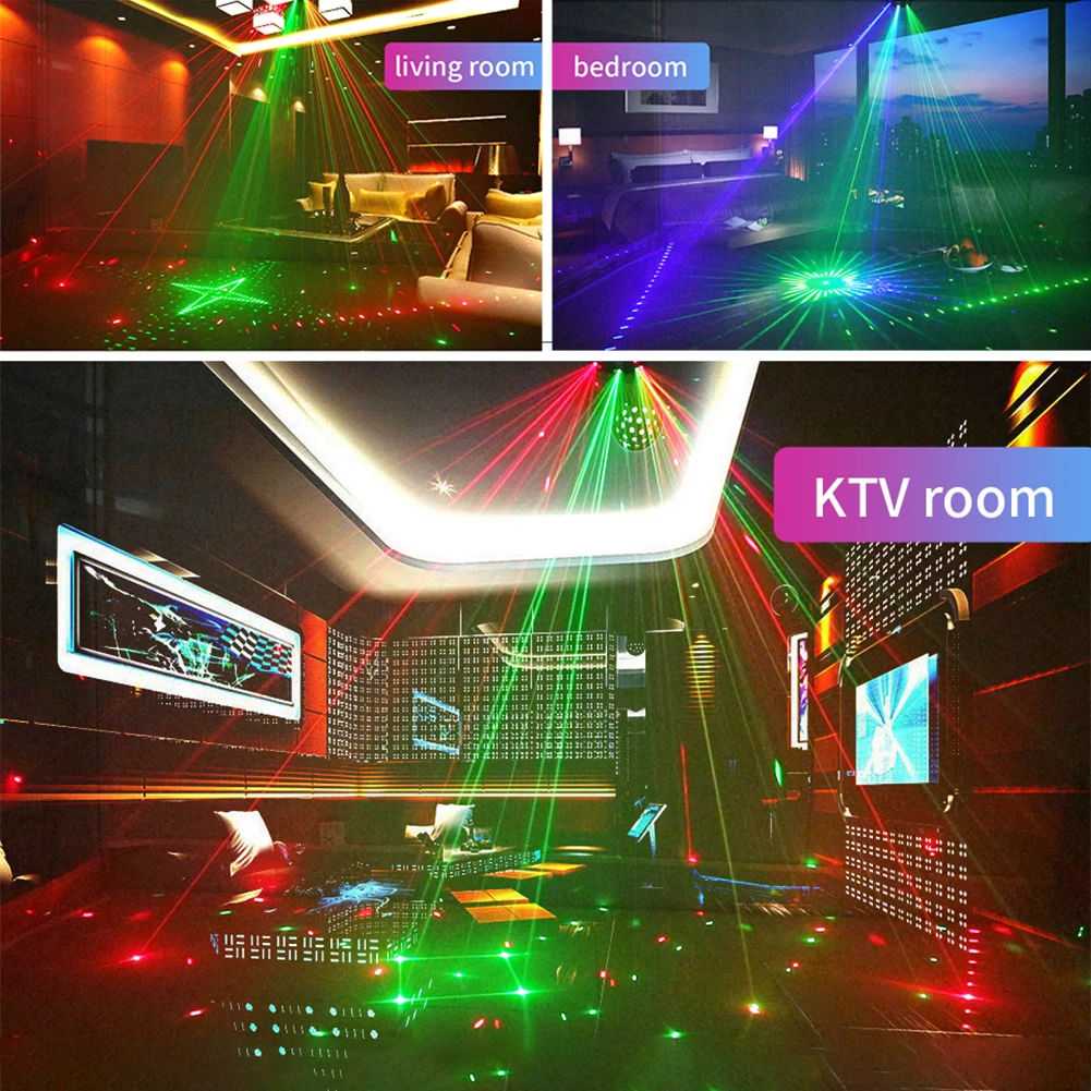 

Professional Stage Light RGB Colorful Remote Control Atmosphere Lamp Dance Bar Pub Sound-Activated Laser Projector Lighting