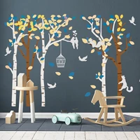 large birch tree wall stickers birdcage birds living room bedroom background creative self adheive pvc mural art posters