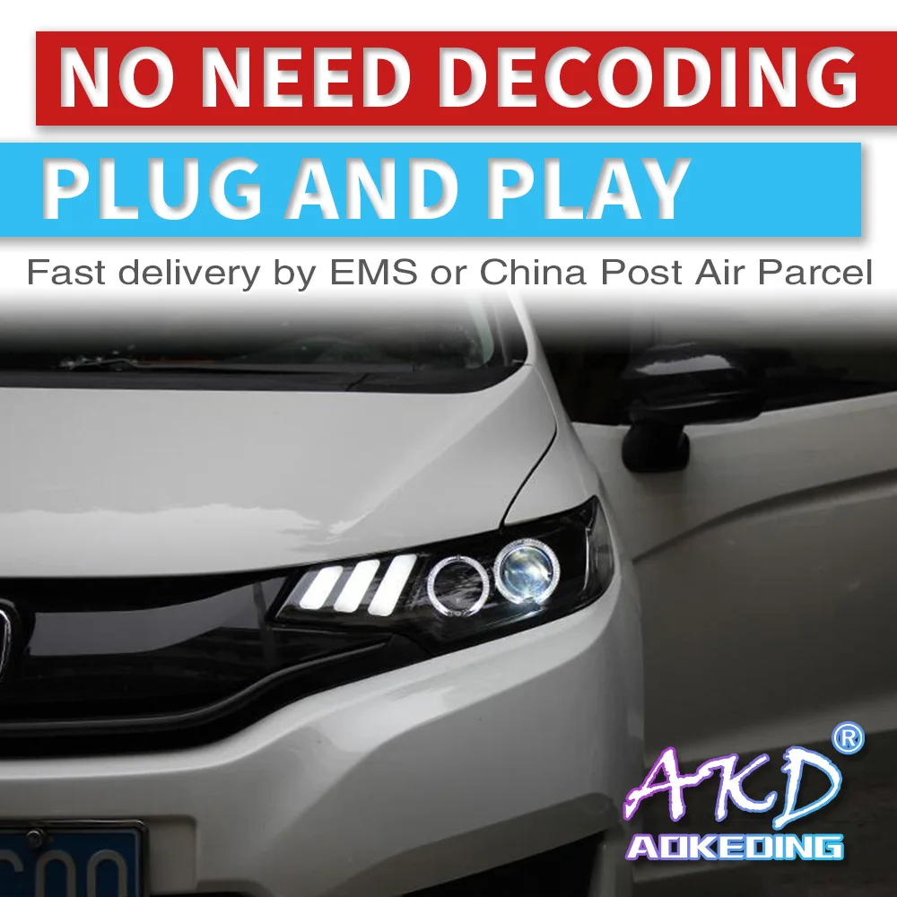 AKD тюнинг автомобильных фар для Honda FIT JAZZ GK5 светодиодные фары DRL ходовые огни Bi Xenon