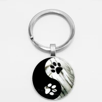 hotlove pendant keychain paw prints key rings dog lovers sliver plated key chain christmas gift for children for friend