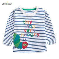 zeebread new autumn spring boys girls t shirts with caterpillar embroidered stripe fashion letters kids cotton clothes kids tops