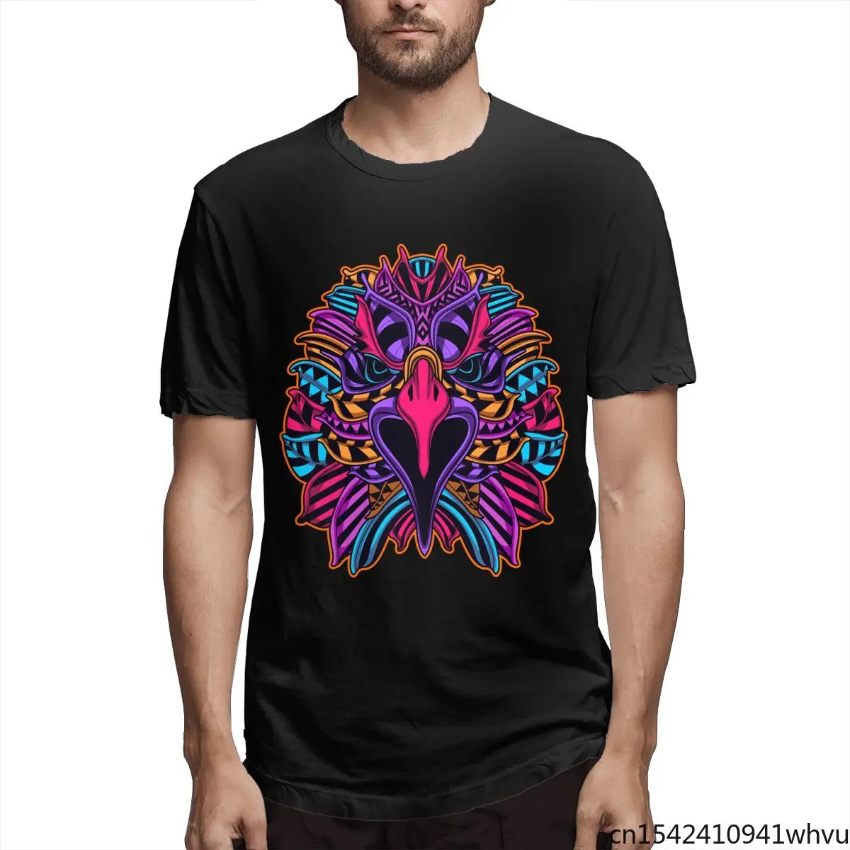 

Glow Neon Color Eagle Abstract Pattern 2021 Trend Summer Fashion New 3D Printing Pattern Short Sleeve Casual Men's T-shirt