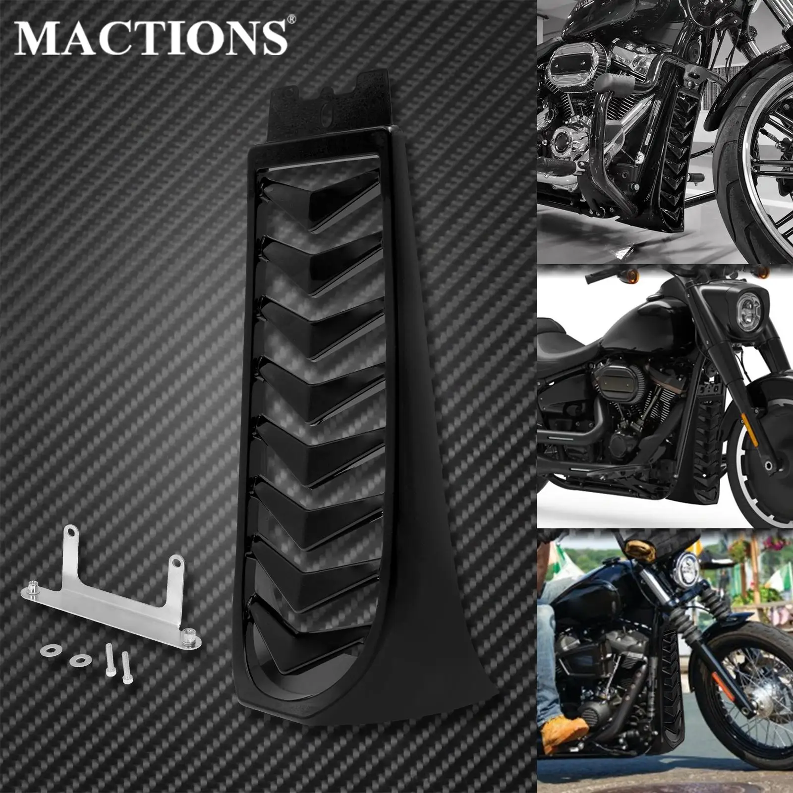 Motorcycle Front Lower Radiator Cover Chin Fairing Spoiler Black For Harley Softail Breakout Street Bob Fat Bob FXBR 2018-2022