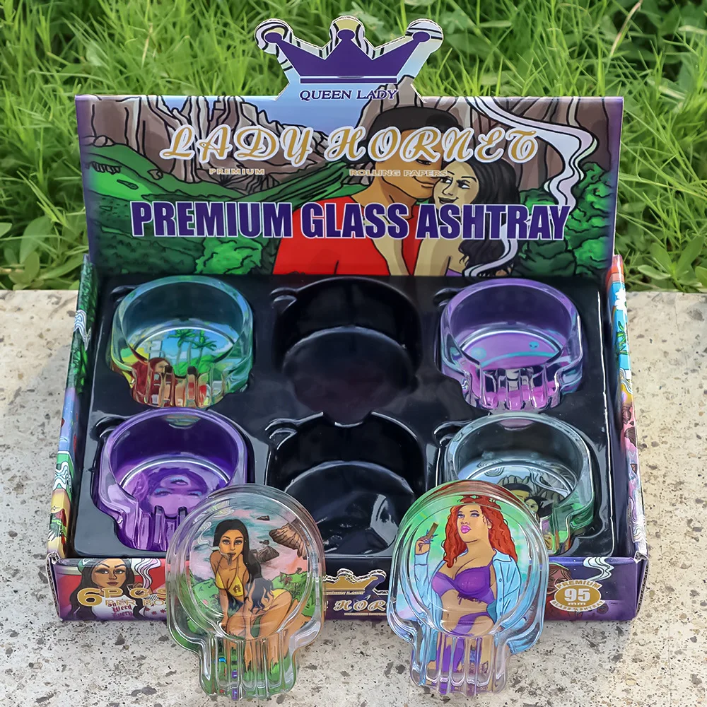 

Hot Selling Multi-pattern Ladies Skull Glass Ashtray 71 Mm Slotted Ashtray Desk Home Accessories Men Gadgets Gifts for Boyfriend