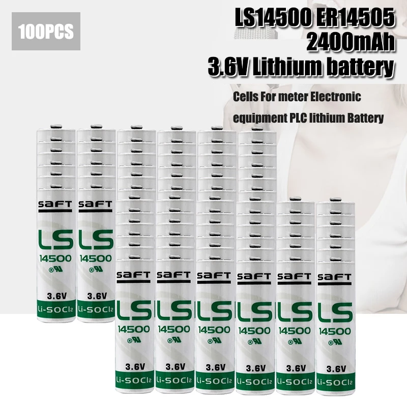 

100 шт., литиевая батарея SAFT LS14500 ER14505 AA 3,6 В 2450 мАч для комплектного оборудования, запасная универсальная литиевая батарея