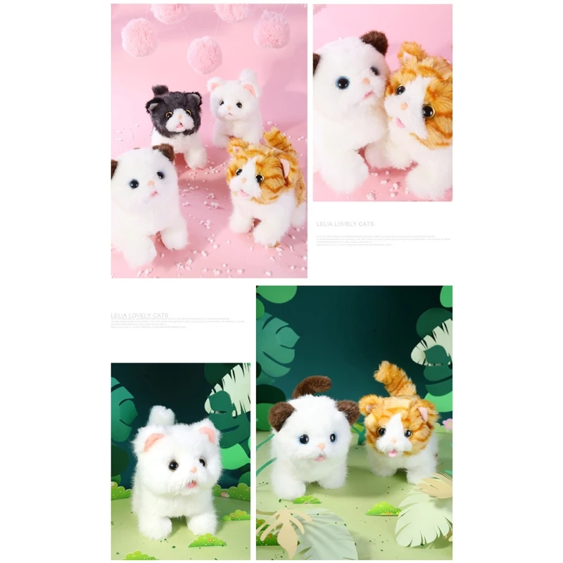 

17cm/7inch Electric Realistic Doll Plush Soft Stuffed Cat Toys Miniature Decor Cat Robot Toy Soundable Simulated Cat