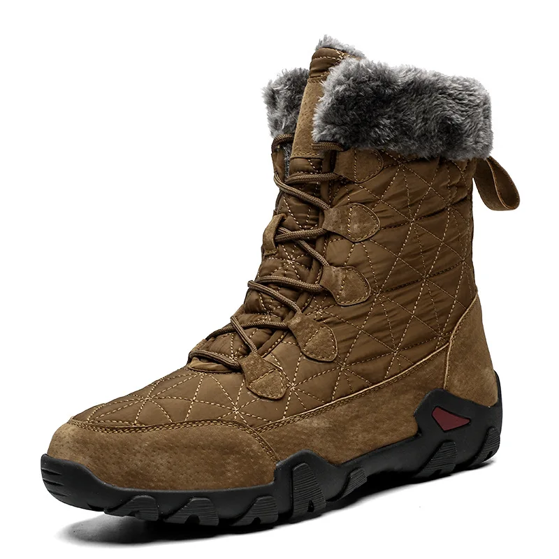 

Men Winter Boots Waterproof Plush Warm Top Quality Snow Boots Outdoor Male Hiking Boots Work Shoes &T8