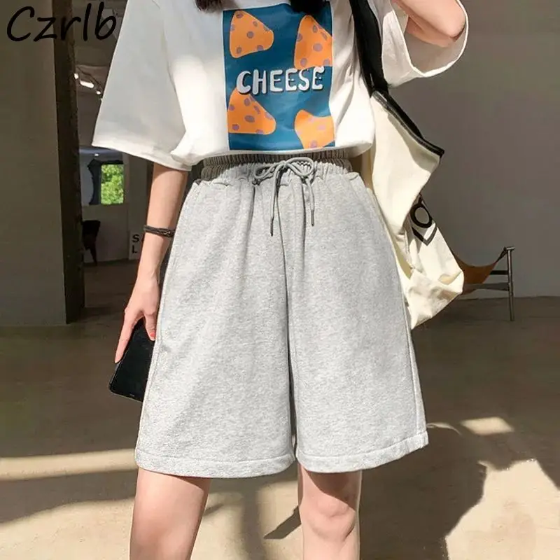 Шорты женские повседневные с завышенной талией простые универсальные штаны в