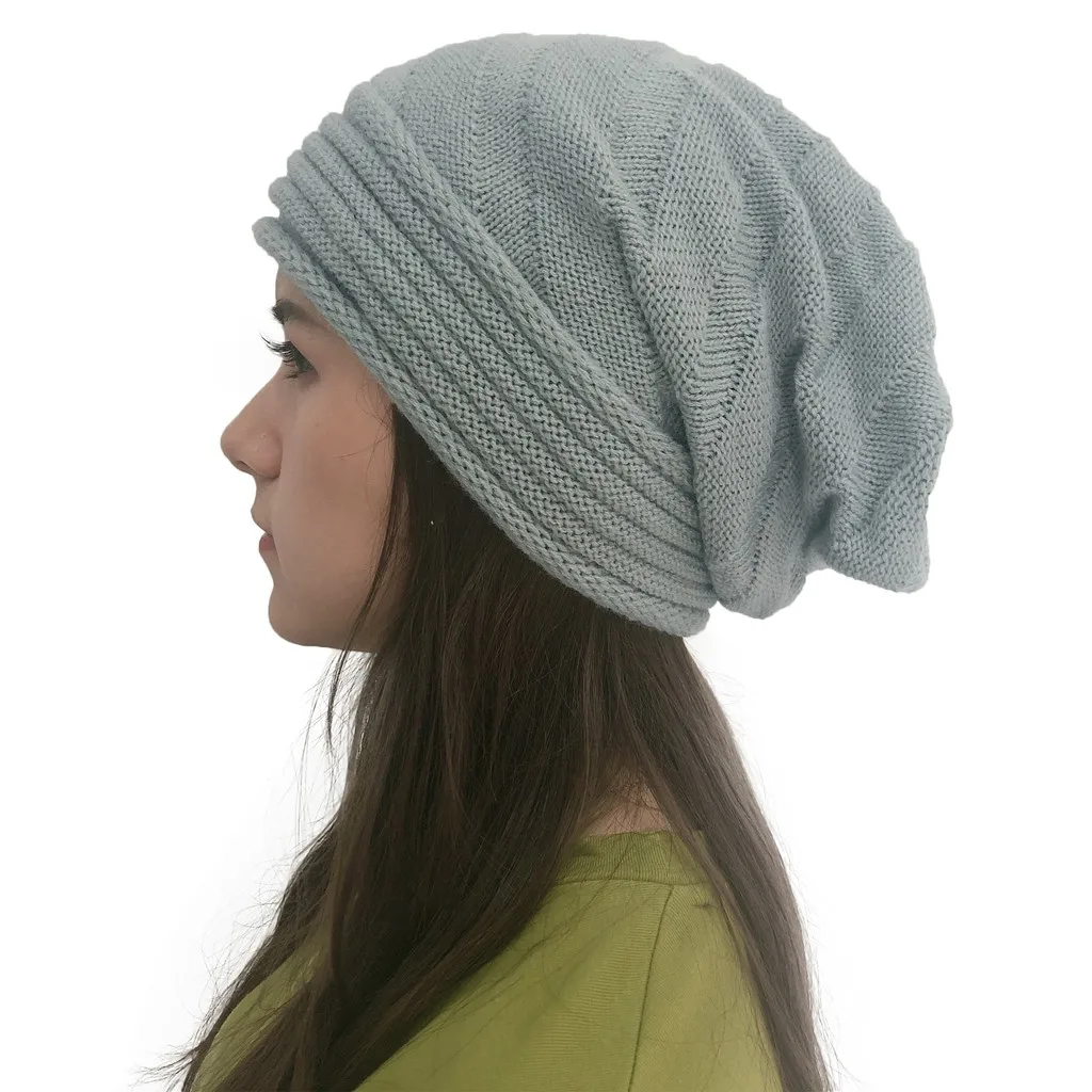 Женская модная уличная одноцветная вязанная крючком шапка зимняя Skullies Gorros