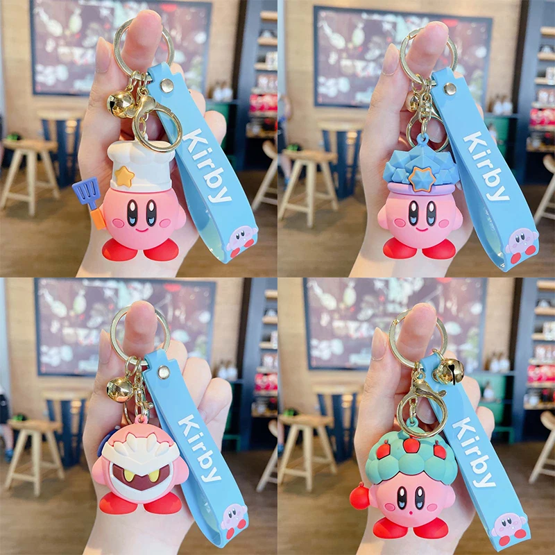 Star Kirby Keychain Cartoon Game Anime Figure Kirby Cute Bag Accessories Car Key Pendant Toy Keychain Halloween Birthday Gifts