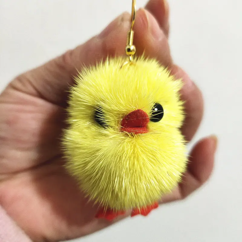 

Cute 3D Chick Pompon Pendant Drop Earrings Fluffy Fur Ball Cartoon Animal Earrings For Women Ladies Girl Elegant Party Holiday