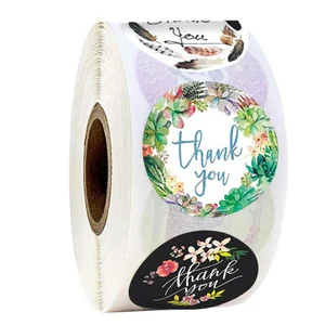 500 шт.рулон, наклейки с цветами, благодарим вас, наклейки с 8 цветами для свадьбы, выпечка в подарок, наклейка для украшения этикеток