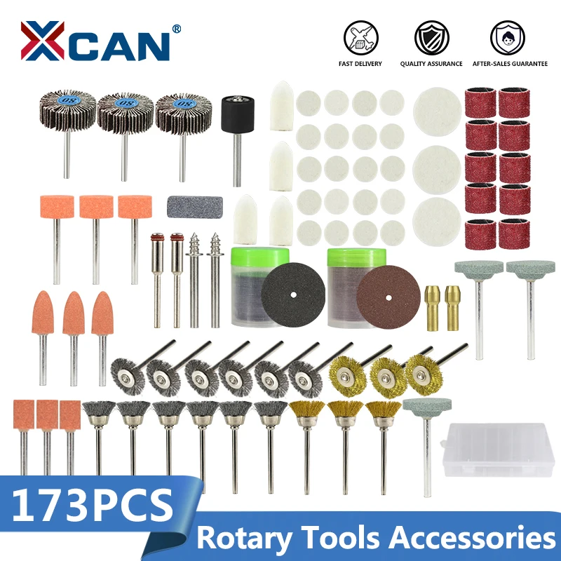

XCAN Electric Mini Drill Bit Kit 173pcs 1/8" Shank Abrasive Rotary Tool Accessories Set for Dremel Grinding Sanding Polishing