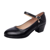 classic black white block heel wedding shoes women pumps 2022 autumn medium heels mary jane shoes ladies 41 42 43