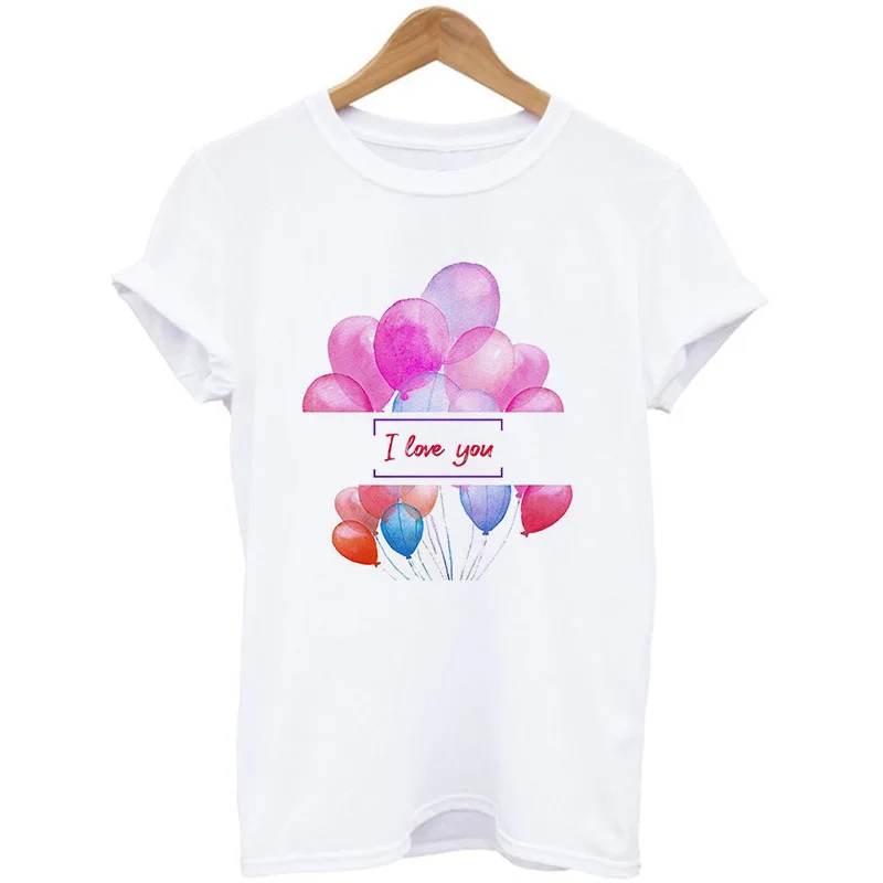 

Hot Air Balloon Floral Print Pink T Shirt Women Short Sleeve O Neck Loose Tshirt Women Tee Shirt Tops Clothes Camisetas Mujer