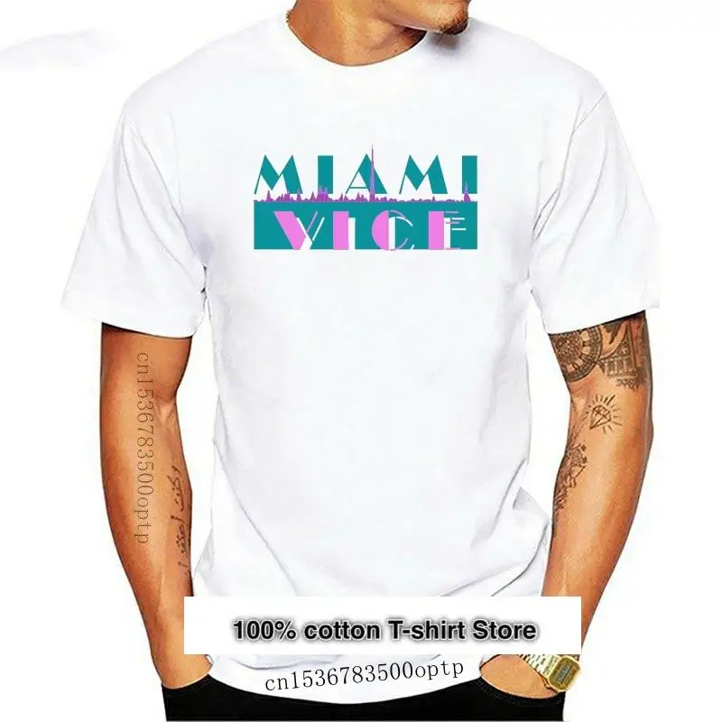 

Camiseta Vintage de Miami Vice para hombre, camiseta Retro de la serie de televisión de 80 pulgadas, negra, estampada, nueva