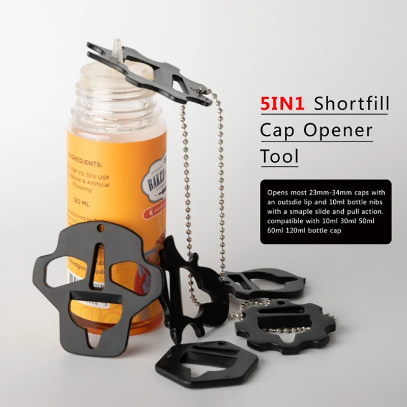 

Electronic cigarette tool kit Reewape 5IN1 Shortfill Cap Tool Bottle Opener Opening Shooter 10ml/30ml/50ml/60ml/120ml Cap
