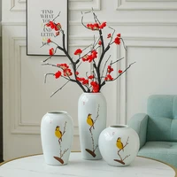 chinese jingdezheng ceramics bird flower painting vase artificial flowers dried flower floral arrangement landscape art
