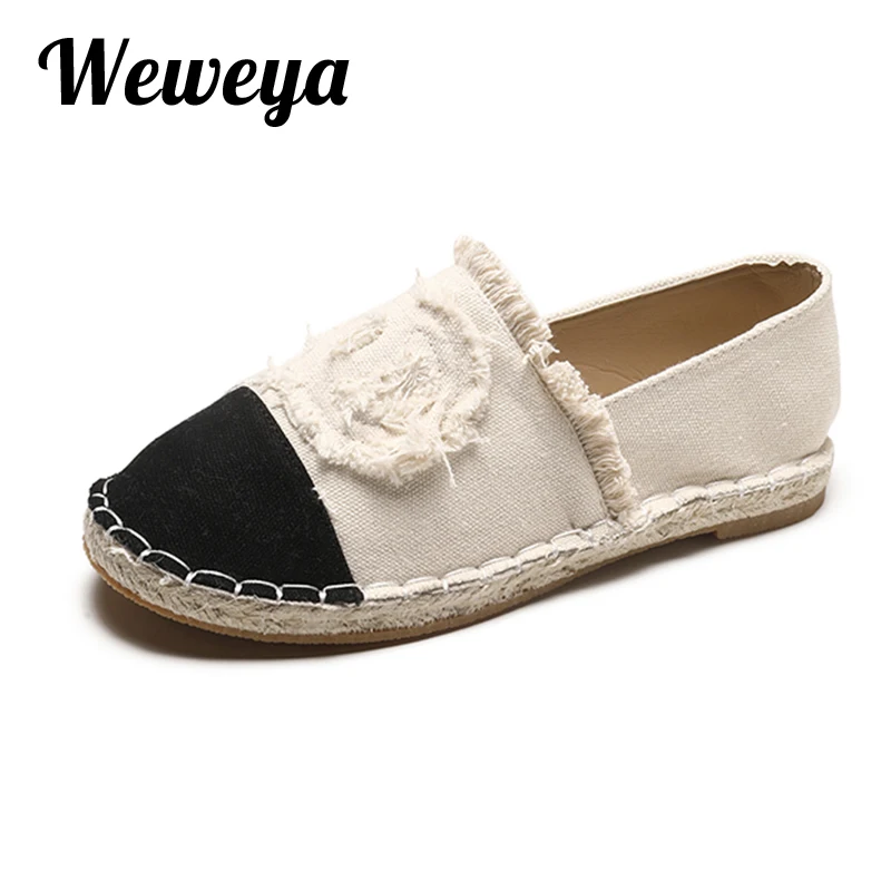 Новинка модные женские балетки Weweya эспадрильи искусственные слипоны бахрома