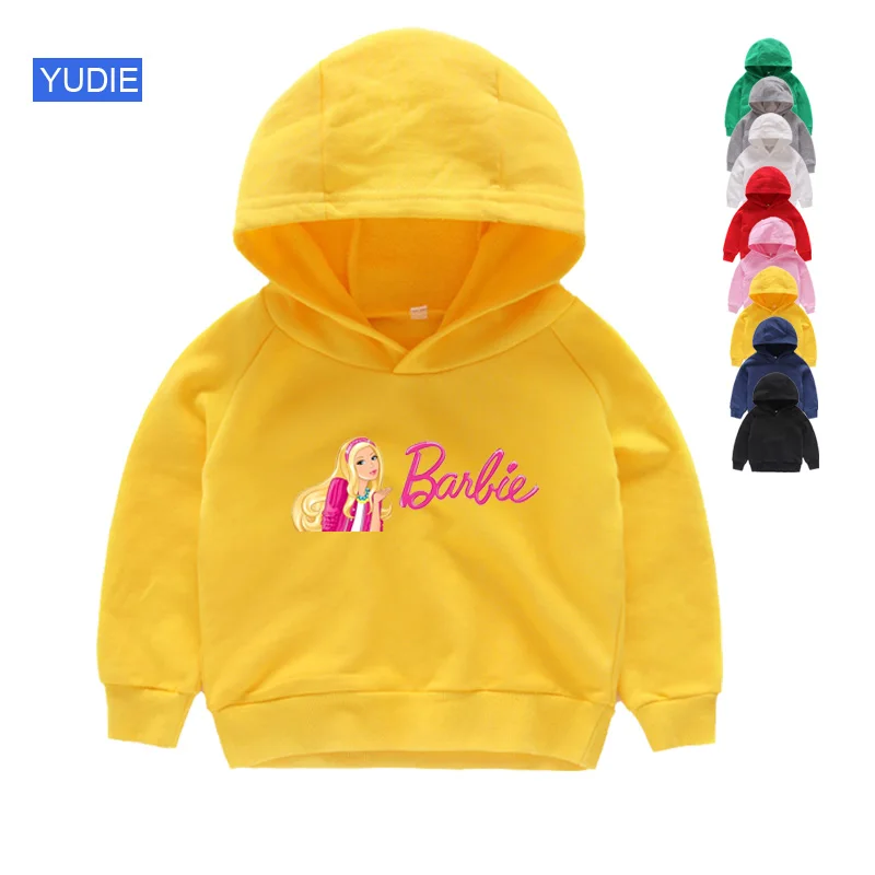 girls Hoodies yellow Футболка для девочек; хлопковая одежда для малышей Kawaii; милые топы с короткими рукавами; детские толстовки с капюшоном; Свитшот; teeTops; Модная одежда для малышей - Цвет: girls Hoodies yellow