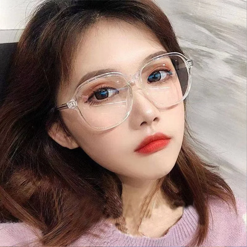 

Glasses Fashion Blue Filter Lenses Frame Female Grade Rectangular Vintage Anti Blue Light Square Cool Without Degree Glasses