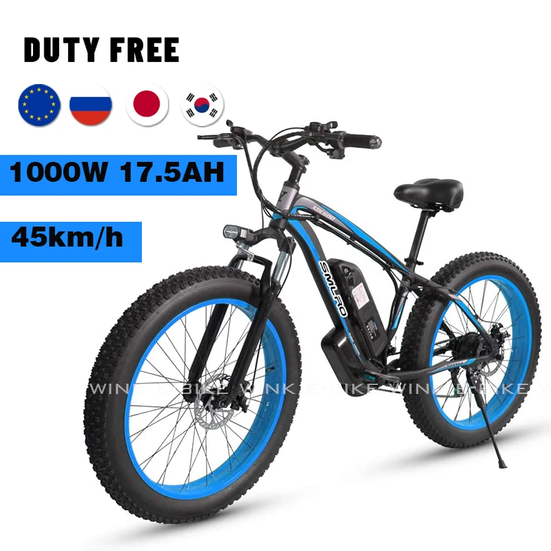 Kaufen 26 Zoll Fett Reifen Elektrische Fahrrad 48V 1000W Motor Max Geschwindigkeit 45 Km/h Schnee Strand Bike Mit 17AH Batterie Elektrische Fahrrad Freies Verschiffen