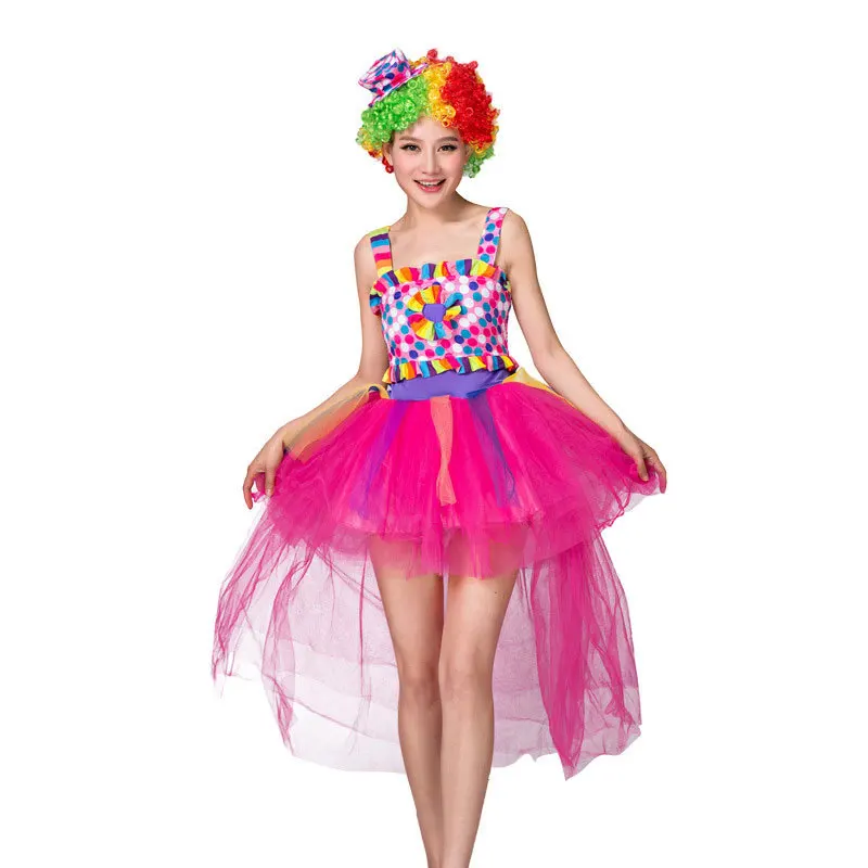 Костюм клоуна для взрослых Женский костюм шоу маскарадное платье Рождественский