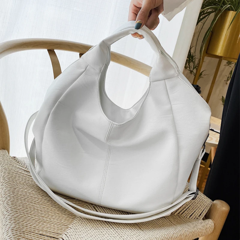 

Women Leather Tote Hobo Bag Large Shopper Handbags for Women 2021 New Big Shoulder Bags Female Solid Color Simple Crossbody Bags