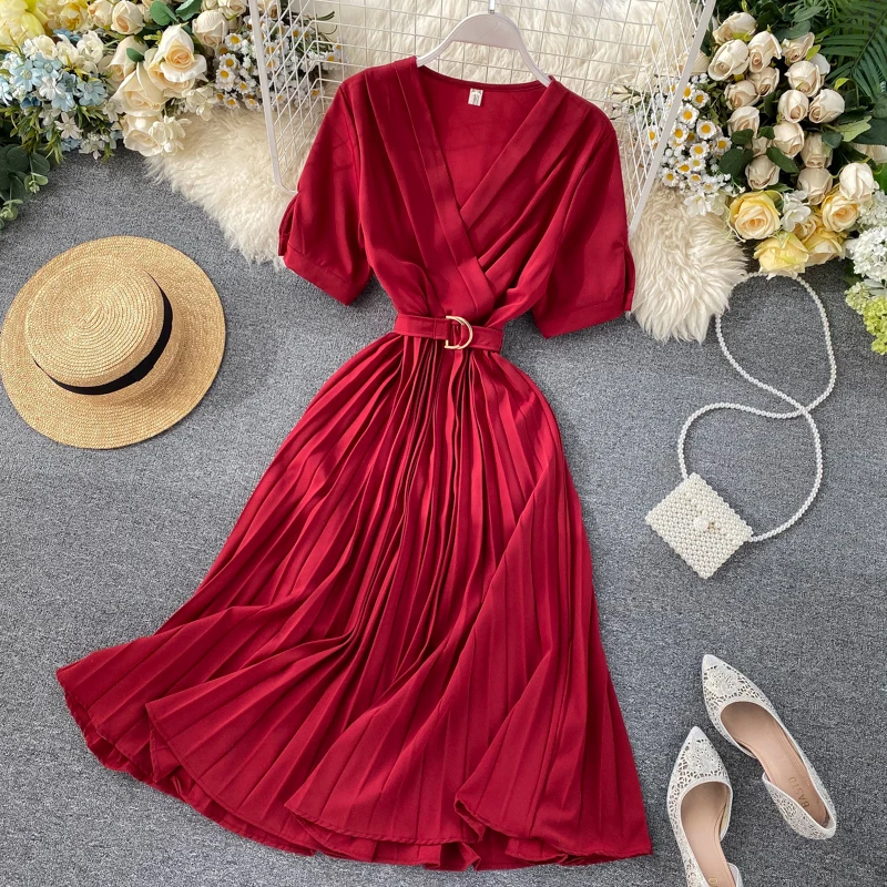 2020 Весна Лето Женское винтажное одноцветное Платье женское повседневное