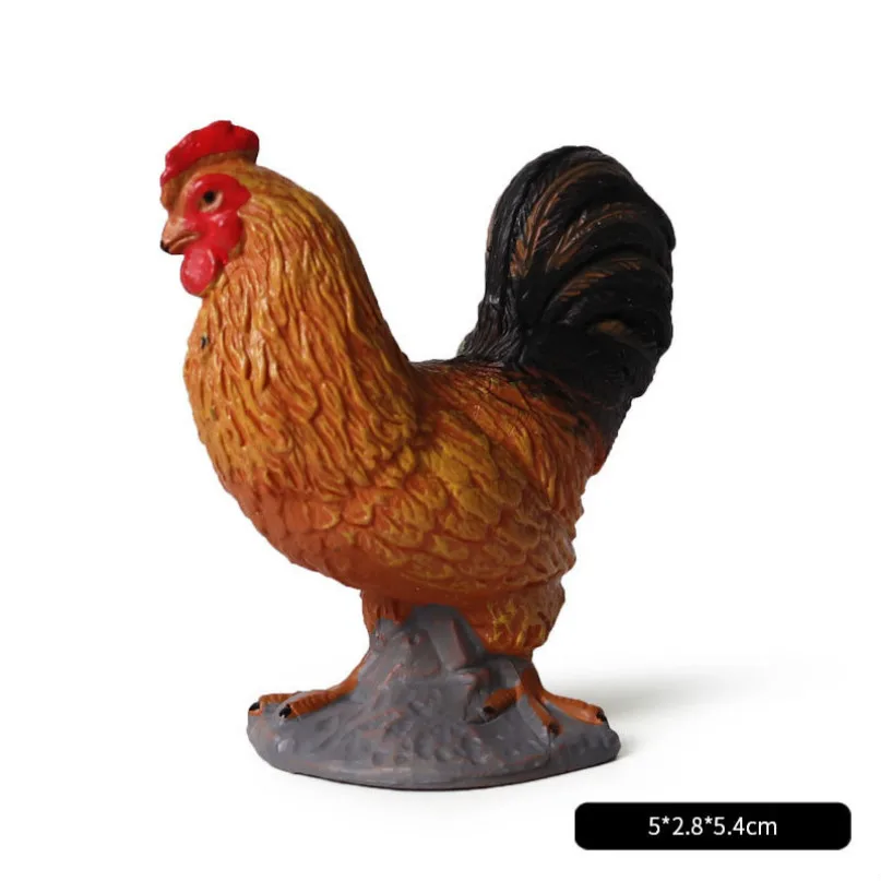 yellow cock Милый куб модель моделирование зоопарк дикая природа фигура прекрасная образовательная детская панда Лев Зебра слон животное игрушка для детей Декор подарок - Цвет: yellow cock