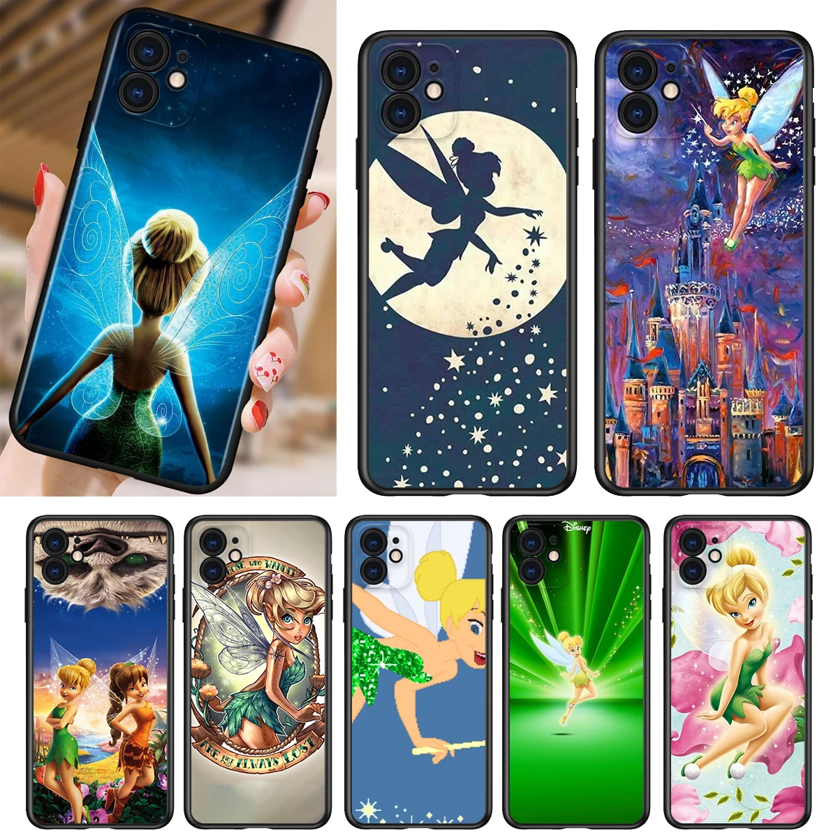 

Silicone Cover Disney Tinker Bell For Apple iPhone 13 12 11 SE XS XR X 7 8 6 5 S mini Plus Pro MAX 2020 Black Phone Case