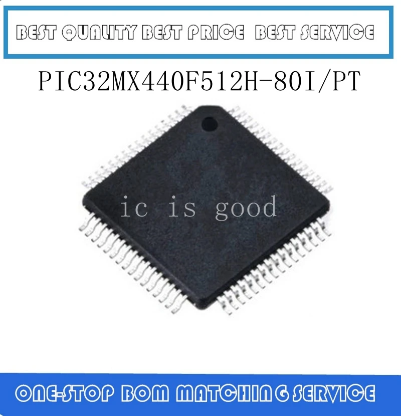 

2PCS PIC32MX440F512H PIC32MX440F512H-80I/PT QFP-64