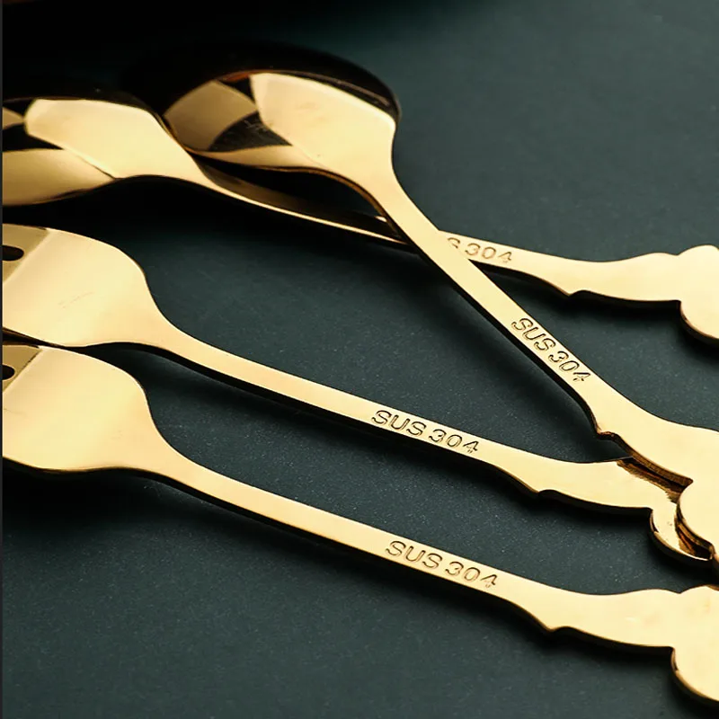 Кофейная ложка в стиле ретро креативная розовая ручка вилка из нержавеющей стали