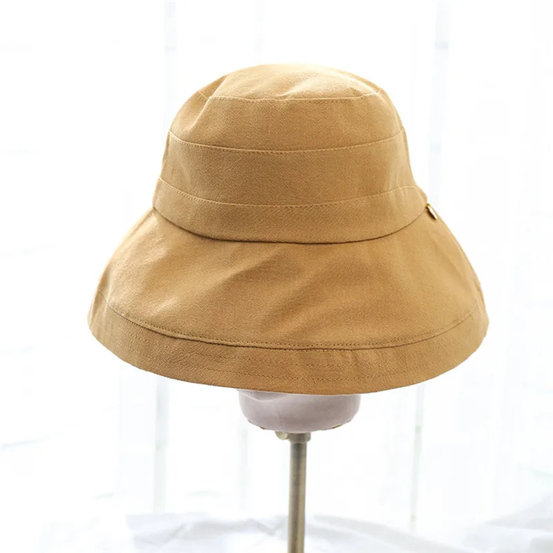 

Fashion Women Solid Color Flat Cotton Fisherman Sun Hat Bucket Cap Flat Cotton Reversible Fisherman Hat Bucket Cap