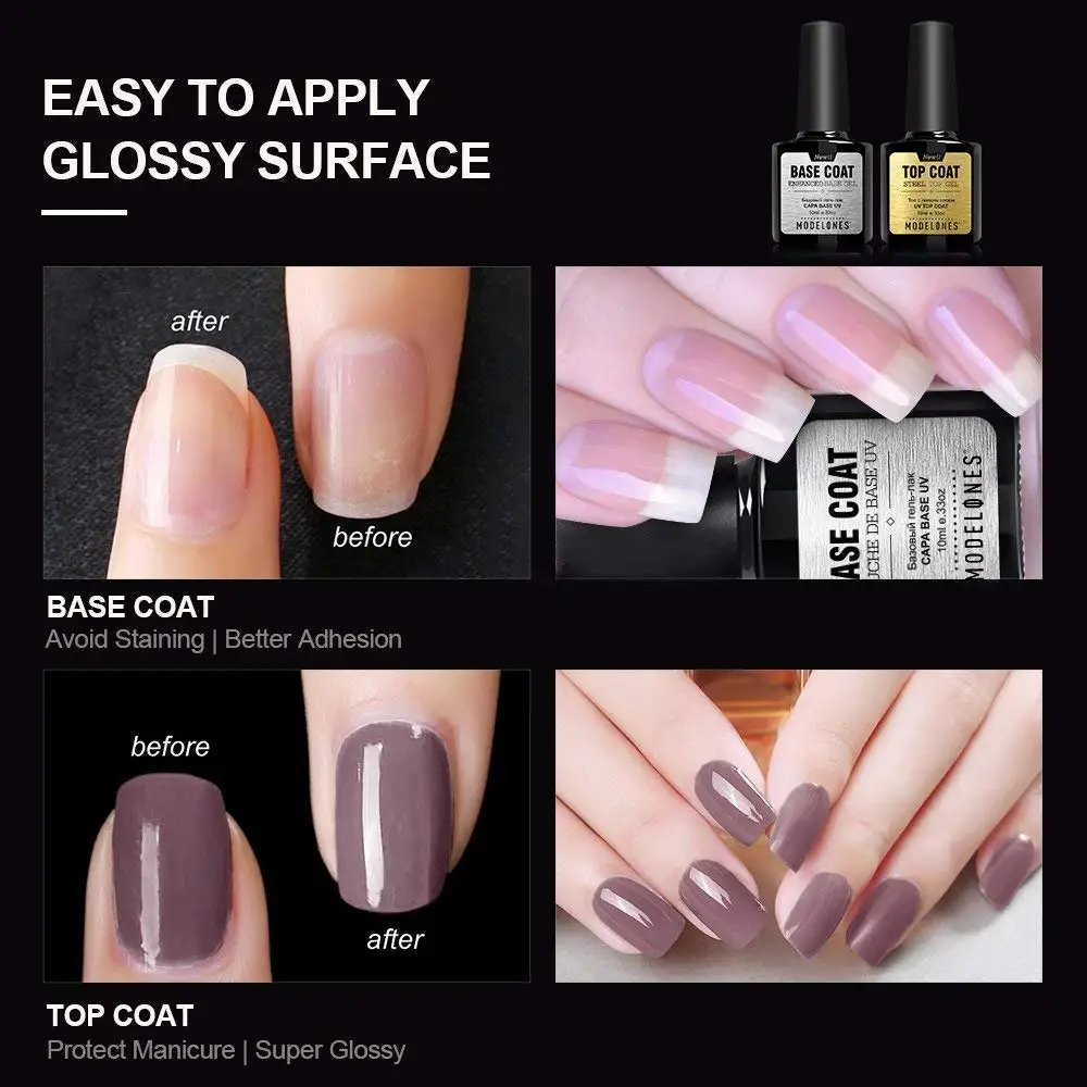 Гель лак Modelones профессиональный для ногтей 10 мл основа и верхнее покрытие Праймер