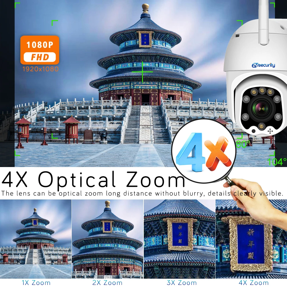 Купольная камера видеонаблюдения 1080p 5-кратный оптический зум Wi-Fi PTZ |
