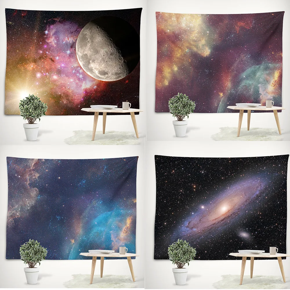 

Fantasy universe, space, the stars, the moon, decorative tapestries, wall hanging, beach towels, blankets, shawls