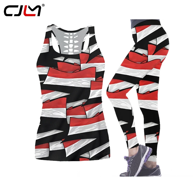 

Женские хипстерские леггинсы CJLM Tanktop, комплект из 2 предметов с 3D принтом флага Йемена, женский костюм, жилет, женская повседневная одежда