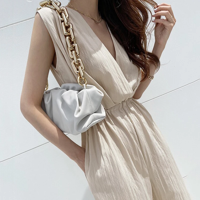 

Women Jumpsuits 2021 Summer French Simple Temperament V-Neck Elastic Waist Slimming All-Match Vest Wide-Leg Jumpsuit