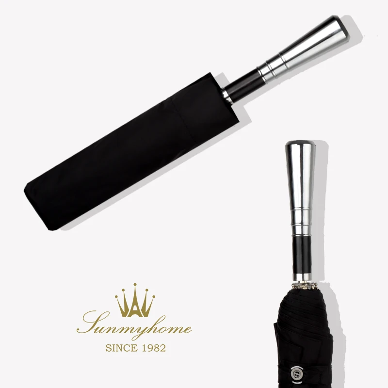 Роскошный складной зонт ветрозащитный большой металлический с серебряной