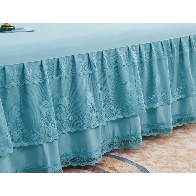 Кружевная Стеганая юбка для кровати кружевное покрывало пылезащитное свадебное