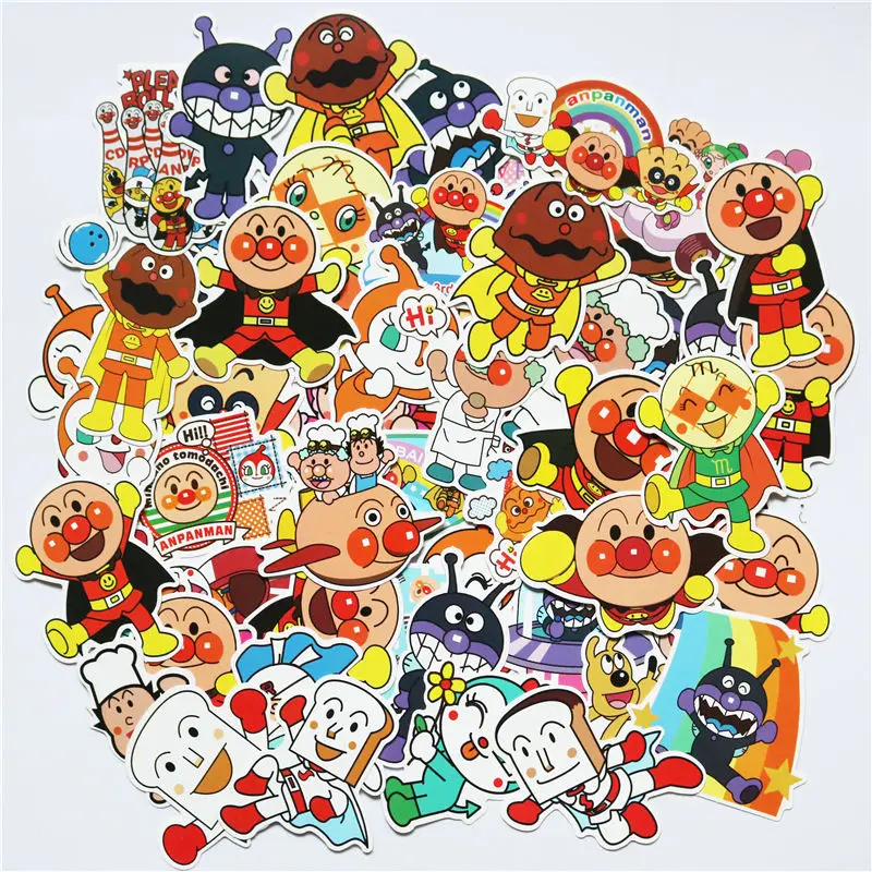 

57Pcs Cartoon Anpanman Stickers For Suitcase Skateboard Laptop waterproof Luggage Fridge Phone Car Styling DIY Decal Sticker