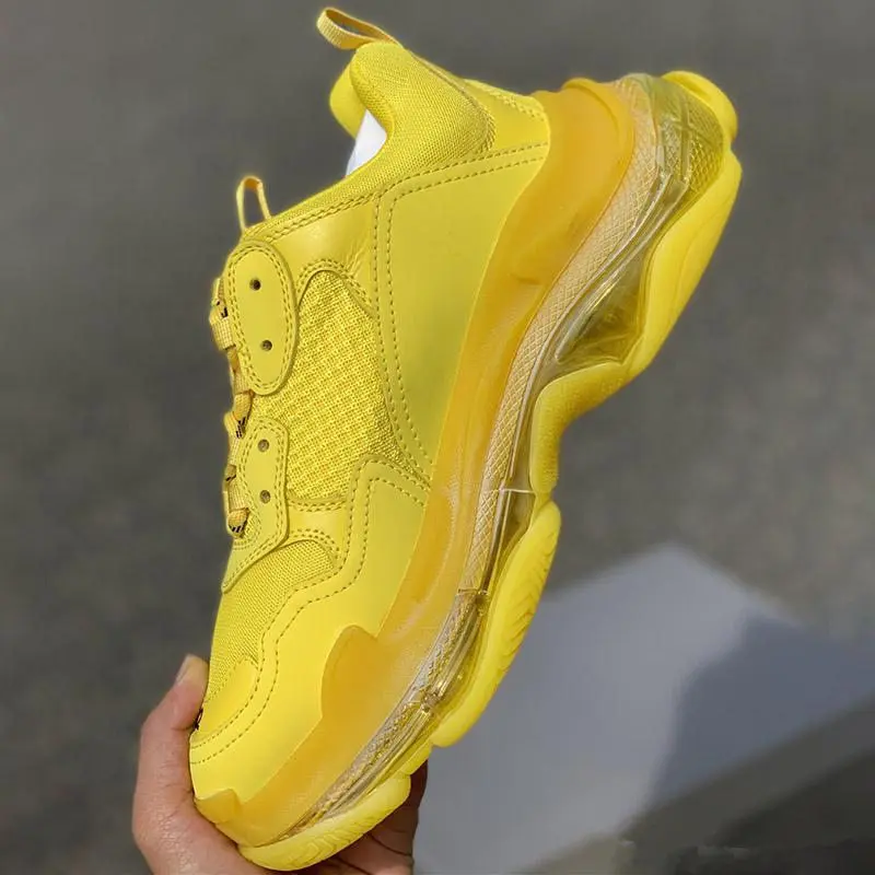 2019 Роскошные тройной S 17FW громоздкие кроссовки желтого цвета с украшением в виде