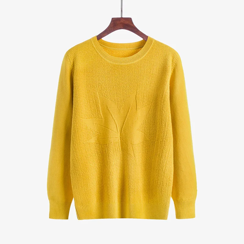 

Fannic Winter Fashion Sweet Knitted Round Neck Solid Color Long Sleeve Loose Pullover Sweater for Women
