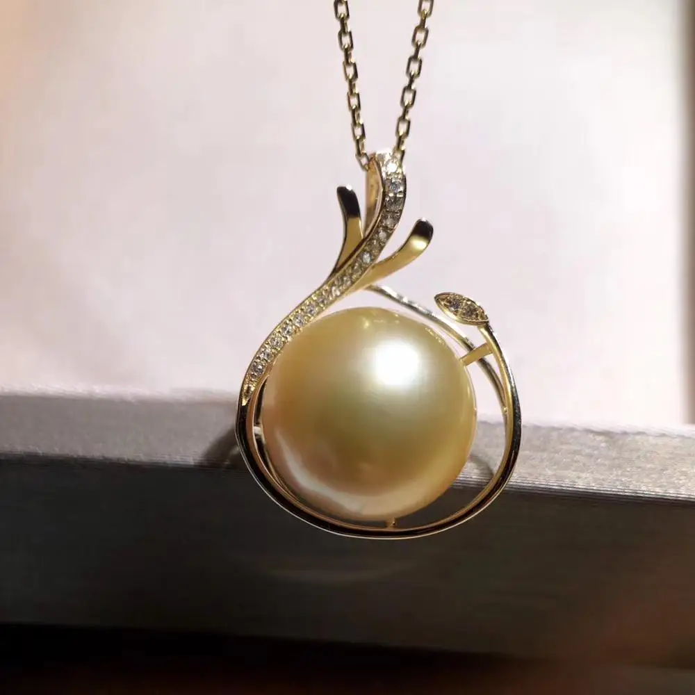 

NEW Design 18K Yellow Gold Pendant Settings Base Mountings AU750 Jewelry Findings for Pearls Coral Agate Crystal Beads Stones