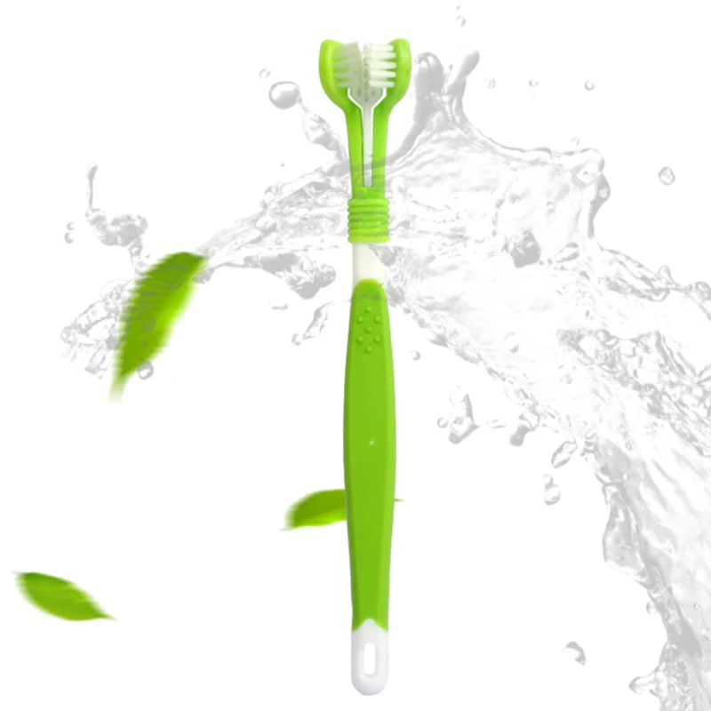 

Pet Toothbrush Three-Head Toothbrush Multi-angle Cleaning Addition Bad Breath Tartar Teeth Care Dog Cat Cleaning Mouth